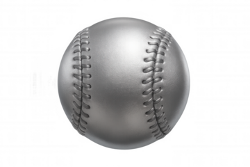 Metallic baseball ball rotating against a transparent background, enhancing sports-themed designs with a sleek, dynamic look