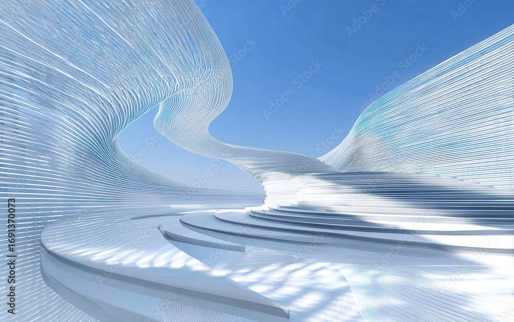 Aufkleber modern abstract architectural structure with curved lines and bright sky