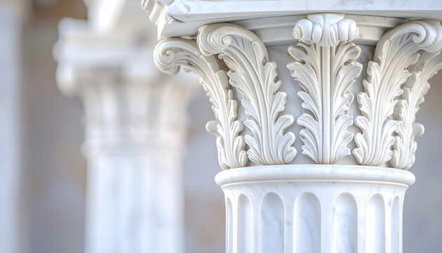 Elegant White Marble Columns Architectural Detail and Classical Design