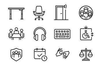 Fototapeta premium Inclusive Workplace Icons.