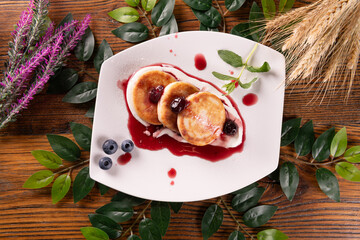 Sirniki Ukrainian Cuisine Presentation Photo