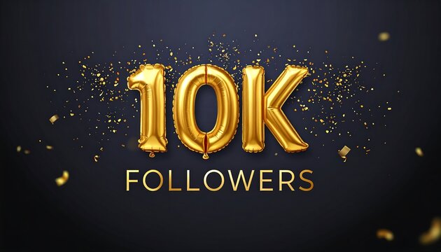Gold balloons celebrating 10,000 followers