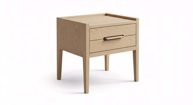 Mesa de cabeceira moderna e elegante de madeira com duas gavetas e puxador elegante, perfeita para quartos minimalistas