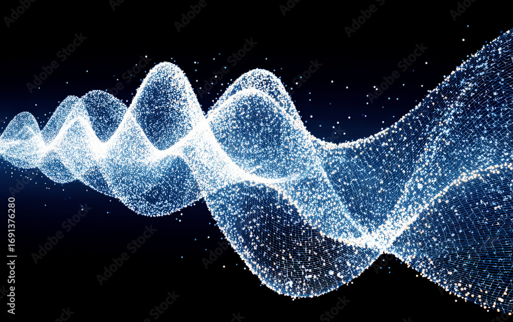 Aufkleber abstract wave pattern with glittering particles in dark background
