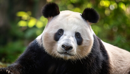 Obraz premium The Gentle Giant The Panda Plight And Conservation Efforts With Green Forest Background