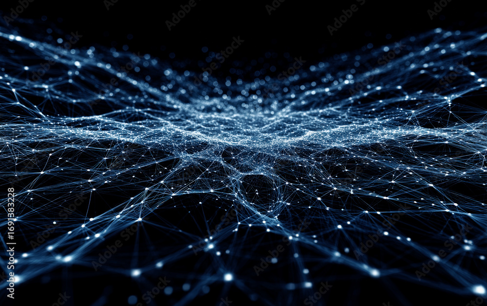 Poster abstract network connections representing digital technology and data flow