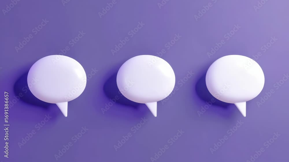 Aufkleber four white speech bubbles placed side by side on a gray background, symbolizing conversation and com