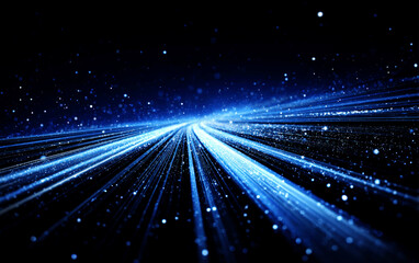 Fototapeta premium Blue Light Streaks with Dots in a Futuristic Digital Scene
