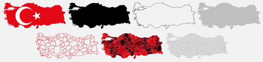 Collection of Turkey Map Asian Country