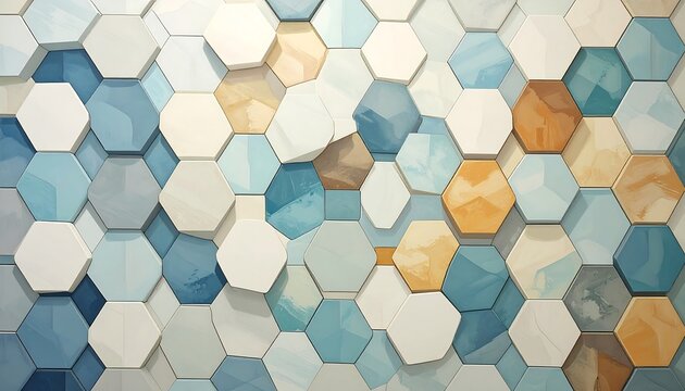 Abstract hexagonal tile wall pattern