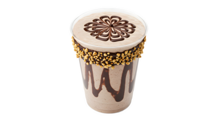 chocolate milkshake isolated on transparent background, food drink and dessert concept for cafe, Healthy smoothies on white isolated on clear png background