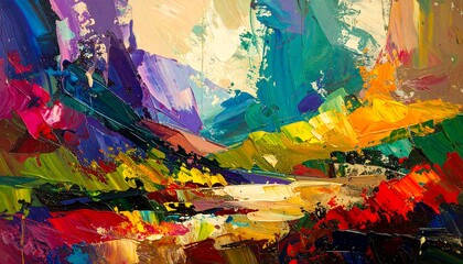 Vibrant abstract landscape painting