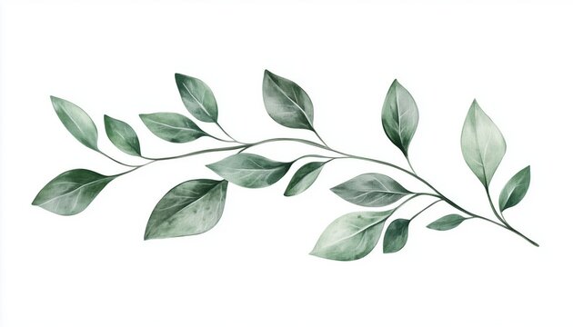 Elegant Floral Branch: Hand-Drawn Wedding Herb And Homeplant With Delicate Leaves For Save The Date Card. Rustic Botanical Theme.