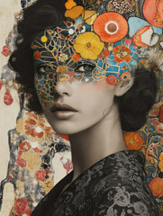 Artistic portrait of a young beautiful woman with geometric forms