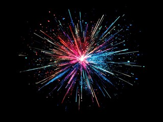 Obraz premium Vibrant explosion of colorful light streaks against a stark black backdrop