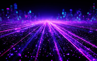 Fototapeta premium Vibrant Purple Light Streaks Creating a Futuristic Digital Scene