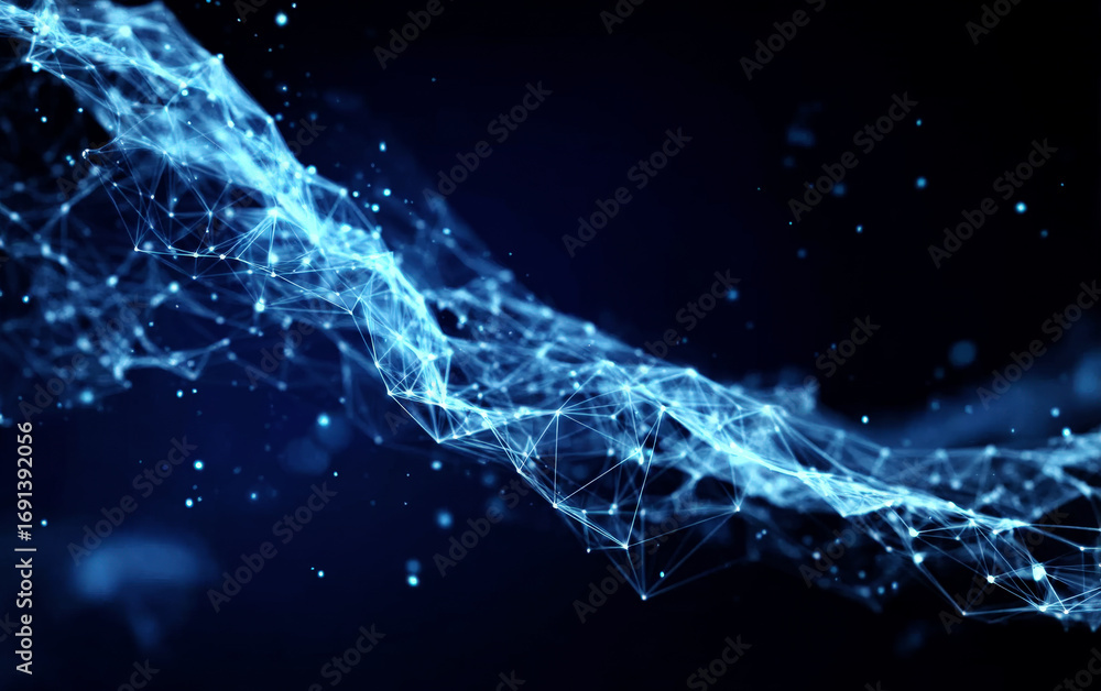 Aufkleber abstract digital network connections with glowing lines and nodes