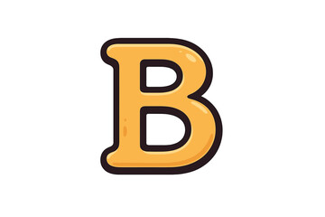 Cartoon letter B vector illustration. Glossy yellow bubble alphabet font for kids. Funky comic style typography design element. Bold initial B for educational purposes.