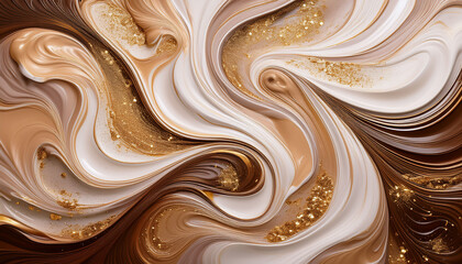 The Combination Of Abstract Beige And Brown Swirls With Golden Glitter Particles Results In A Fluid Marbled Texture Yielding An Elegant And Decorative Background With Smooth Transitions
