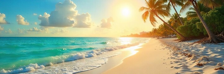 Miami Beach Paradise Golden Sunlight, Turquoise Waves, and Pristine Sand ? Perfect Tropical Vacation Scene