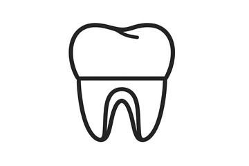 Dental crown outline icon. Tooth anatomy concept. Oral care and hygiene. Dentistry, stomatology symbol. Root, nerve and pulp. Medical healthcare graphic. Simple line vector illustration.
