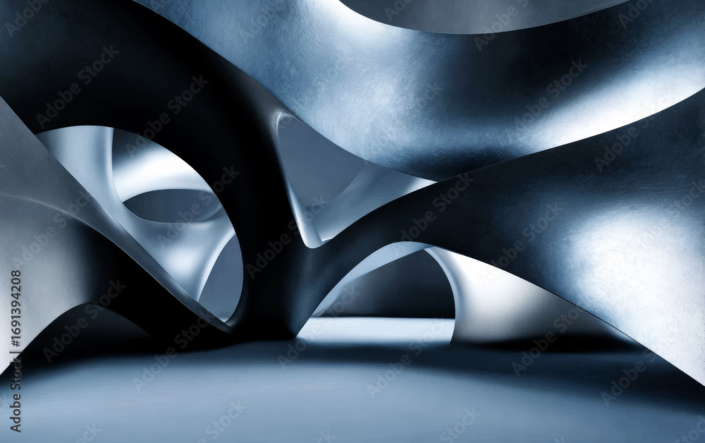Aufkleber abstract metallic structure with smooth curved shapes and modern design