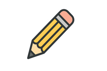 Colorful pencil icon with filled outline, minimalistic linear style vector for web design, apps, banners, social media, graphic projects, education, and creativity concepts