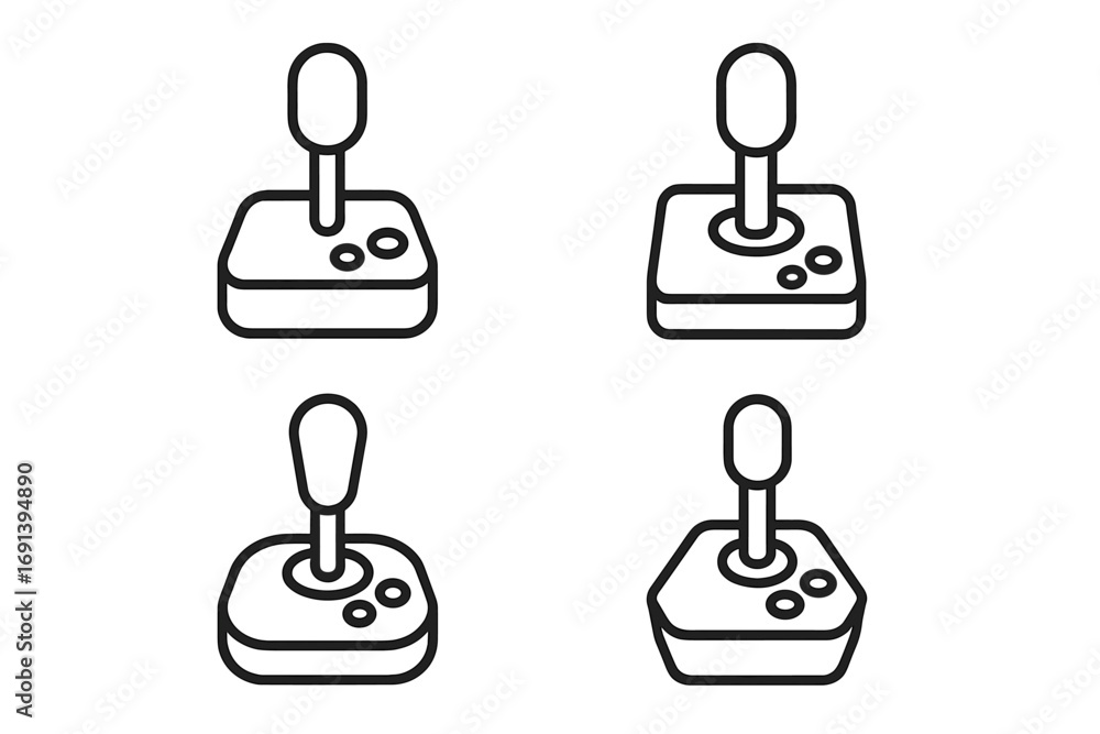 Fototapete retro joystick line icon set for arcade gaming. game controller symbol collection. vintage video gam