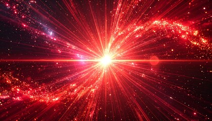 Naklejka premium Radiant red explosion in space