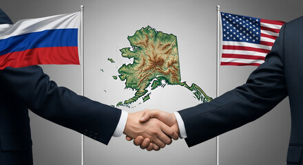 Handshake between two business partners, symbolizing the relationship between Russia and the United States of America