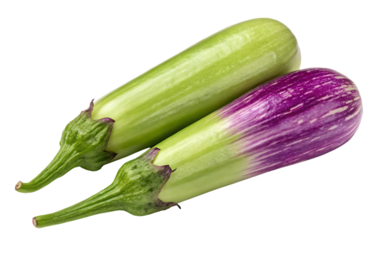 Two green vegetables with purple tips AI generated by PNG