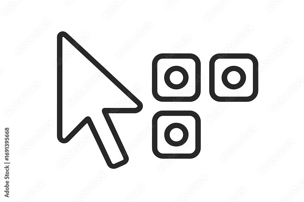 Fototapete cursor pointer clicking on a selection box. concept of choice, decision, and option. vector outline 