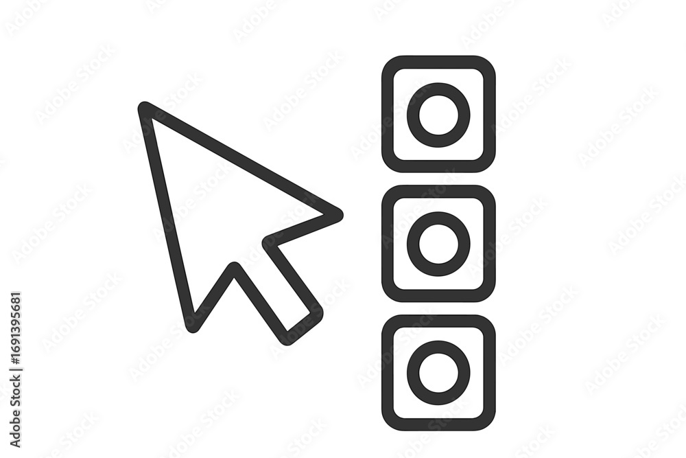 Aufkleber cursor pointer clicking on a choice. symbol for selection, decision, clicking, and voting. vector ic