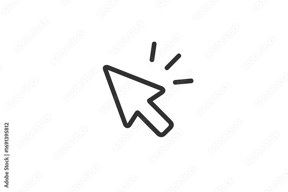 Fototapete cursor click vector line icon. mouse pointer arrow for website navigation and ui/ux design. minimali