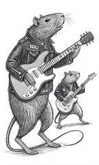 Guitar Playing Capybara Art