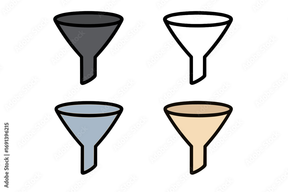 Poster sales funnel vector icon set for marketing conversion process. business lead generation & data filte