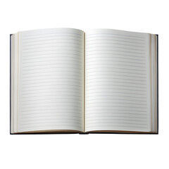 Open notebook with lined pages isolate on white background