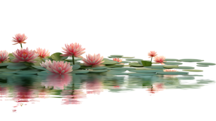 pink lotus flower in a serene pond isolated on white background