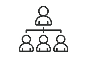 Hierarchy icon of business corporate structure. Organizational chart with manager and employees. Teamwork and leadership concept. Company organization and management sign.