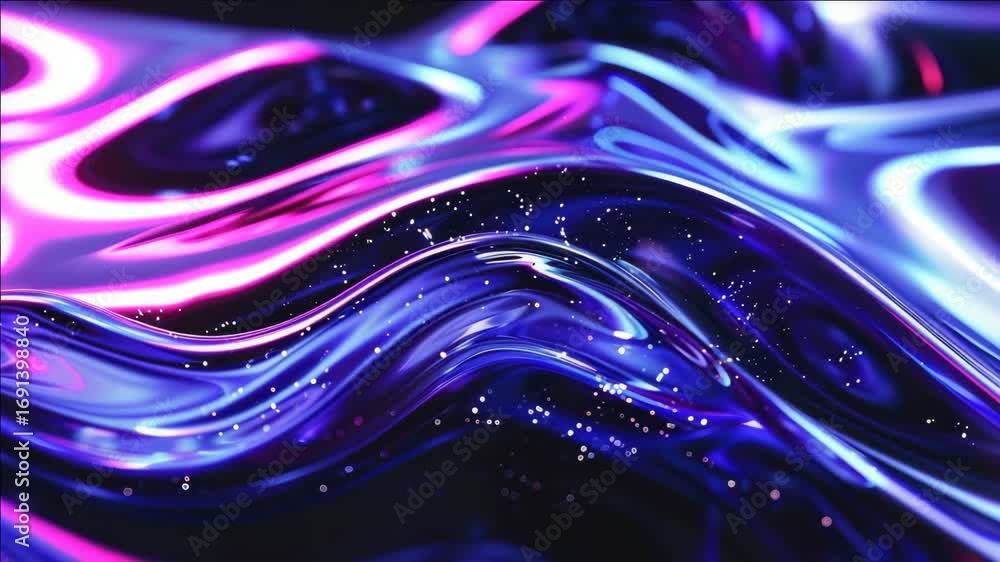 Poster abstract flow of light and color, simulating a galactic swirl or liquid form. aesthetic blend of cos