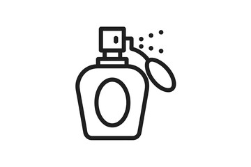 Minimalistic perfume bottle line icon for web and graphic design, apps, banners, social media, cards, cartoon style vector illustration with transparent background, beauty fragrance symbol