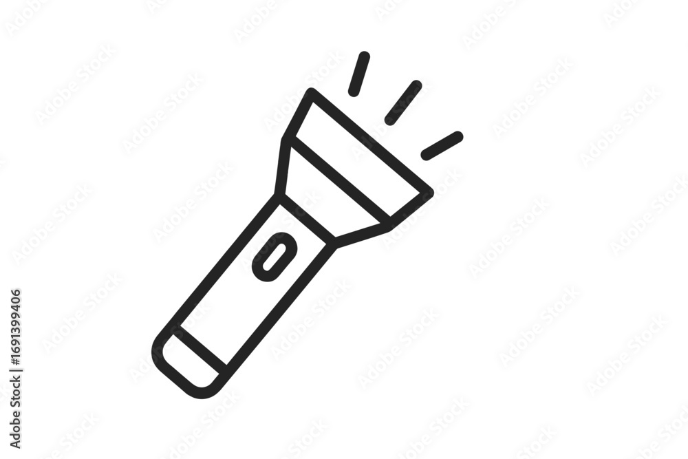 Aufkleber flashlight line icon vector. simple torch pictogram with light beam. minimalist outline symbol for e