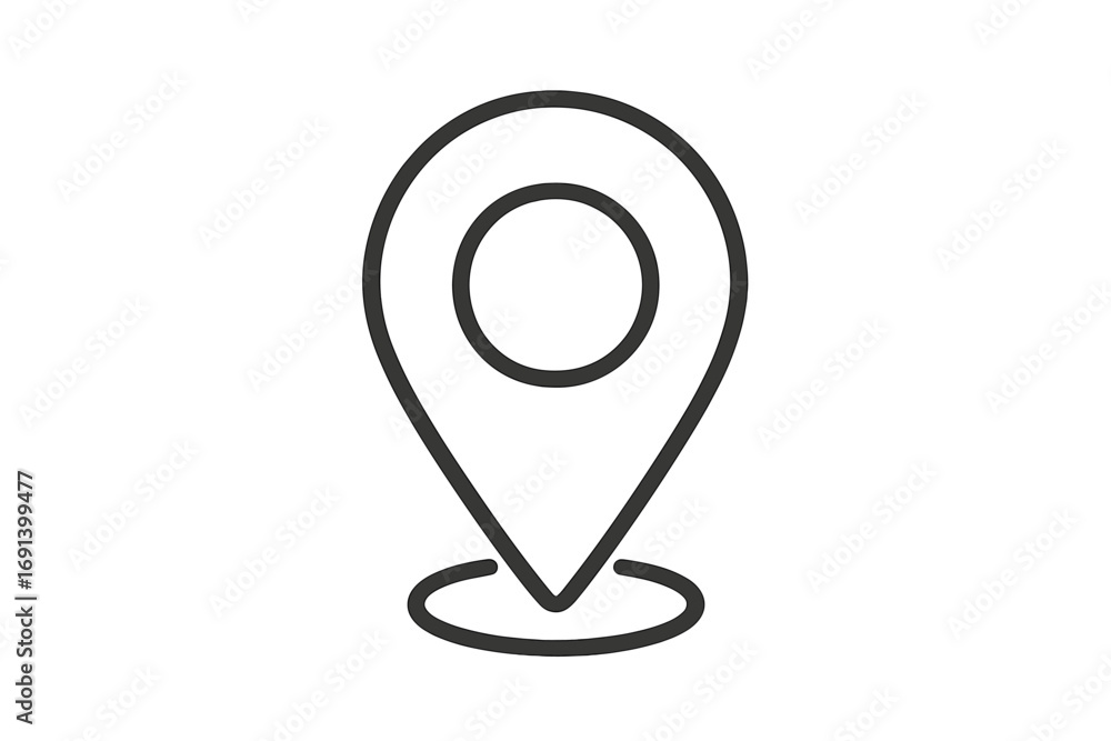 Aufkleber map pin location icon. gps pointer symbol. simple line art marker for destination and navigation. mi