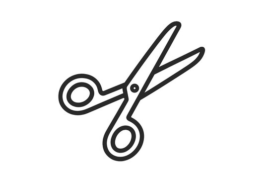 Minimalistic thin line scissors icon, vector cartoon illustration for web, graphic design, apps, banners, social networks, cards with transparent background, cutting tool symbol