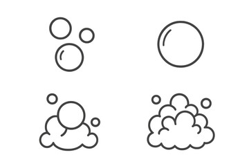 Simple icon set of bubbles and foam elements for graphic design, concept apps, cartoon style vector illustration with transparent background, clean and minimal design