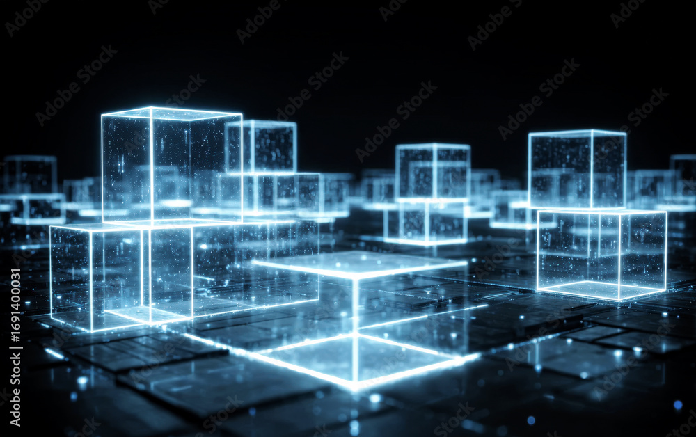 Aufkleber abstract digital cubes displaying advanced technological concept