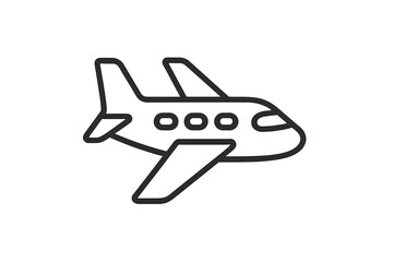 Airplane outline icon linear sign, aircraft vector cartoon illustration, flight symbol for graphic design, web apps, adverts, travel and aviation cards, transparent background