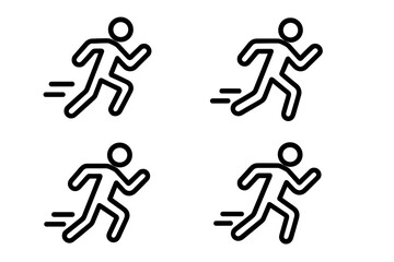 Minimalistic running person icon, dynamic runner symbol for web and graphic design, app interfaces, banners, social media, card illustrations, vector cartoon silhouette with transparent background
