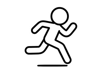 Minimalistic Running Person Icon in Motion. Simple Line Art Cartoon Illustration for Web Design, Apps, Banners, Social Media, Fitness, and Sports Graphics with Transparent Background