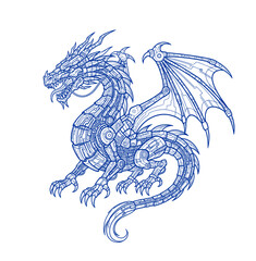 Intricate mechanical dragon artwork for fantasy and sci-fi projects